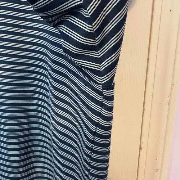 Adidas Golf Men’s Striped Polo Shirt Size 2XL Performance Activewear Blue White - Picture 4 of 10